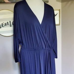 Navy blue waterfall hem maxi dress